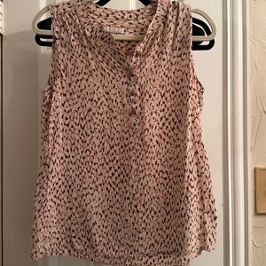 Banana Republic Pink and Black Patterned cheetah silk  Top
